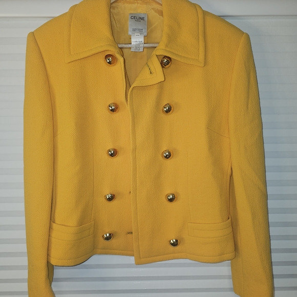 Celine Jackets & Blazers - Celine Yellow Double-Breasted Wool Jacket